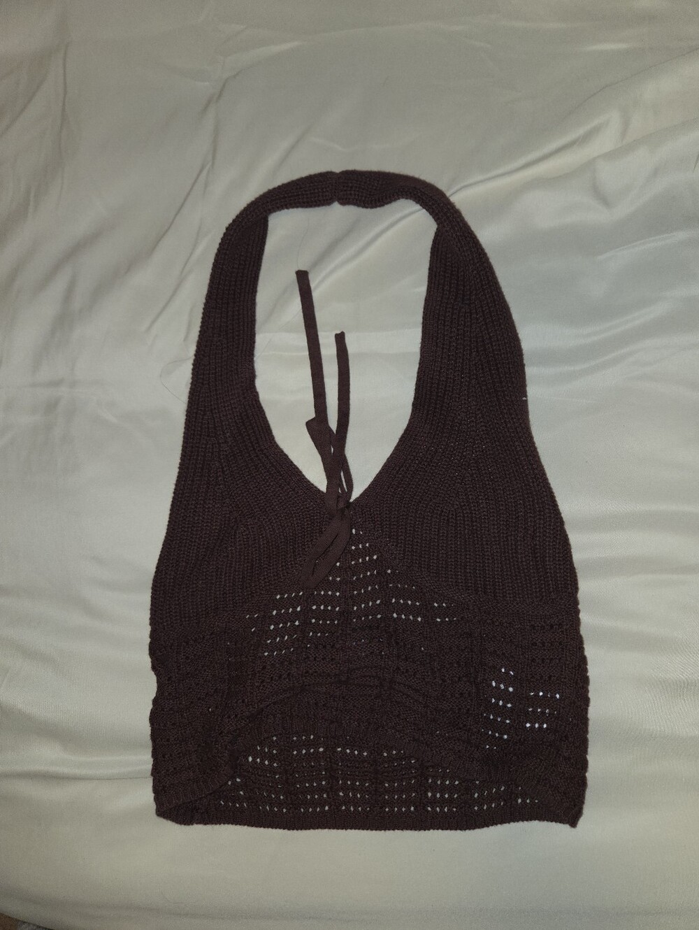 Sincerely Jules Brown Crochet Halter Crop Top